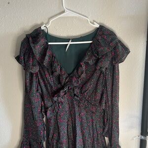 FP Movement by Free People Dark Green and Pink Floral Dress